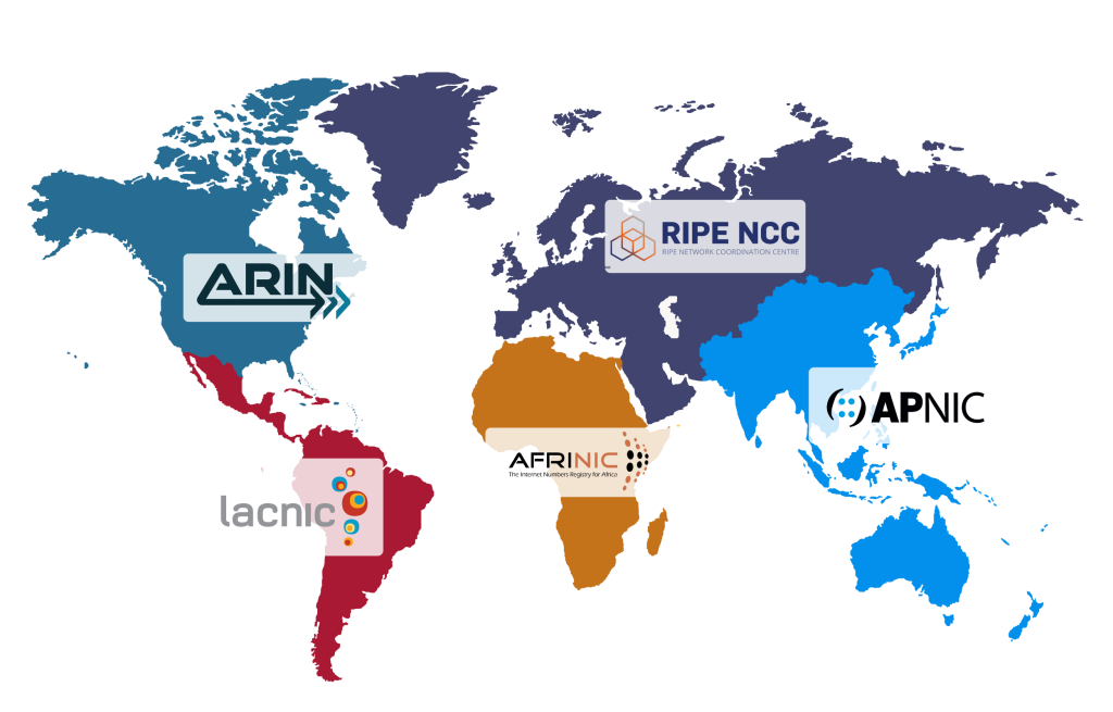 map of Regional Internet Registries